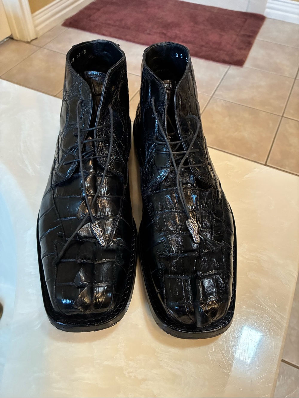 Mauri Black Crocodile Lace-Up crocodile Boots